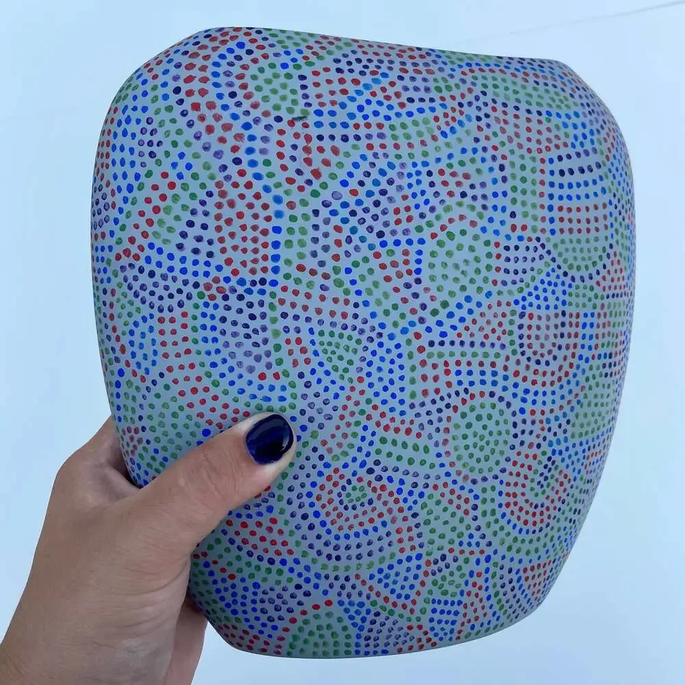 Handmade Slim Patterned Colorful Retro Vase